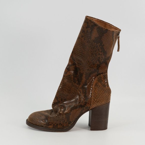 Free People Elle Block Heel Snakeskin Boots Slouchy US Women's size 9 / EUR 39 - Picture 4 of 7